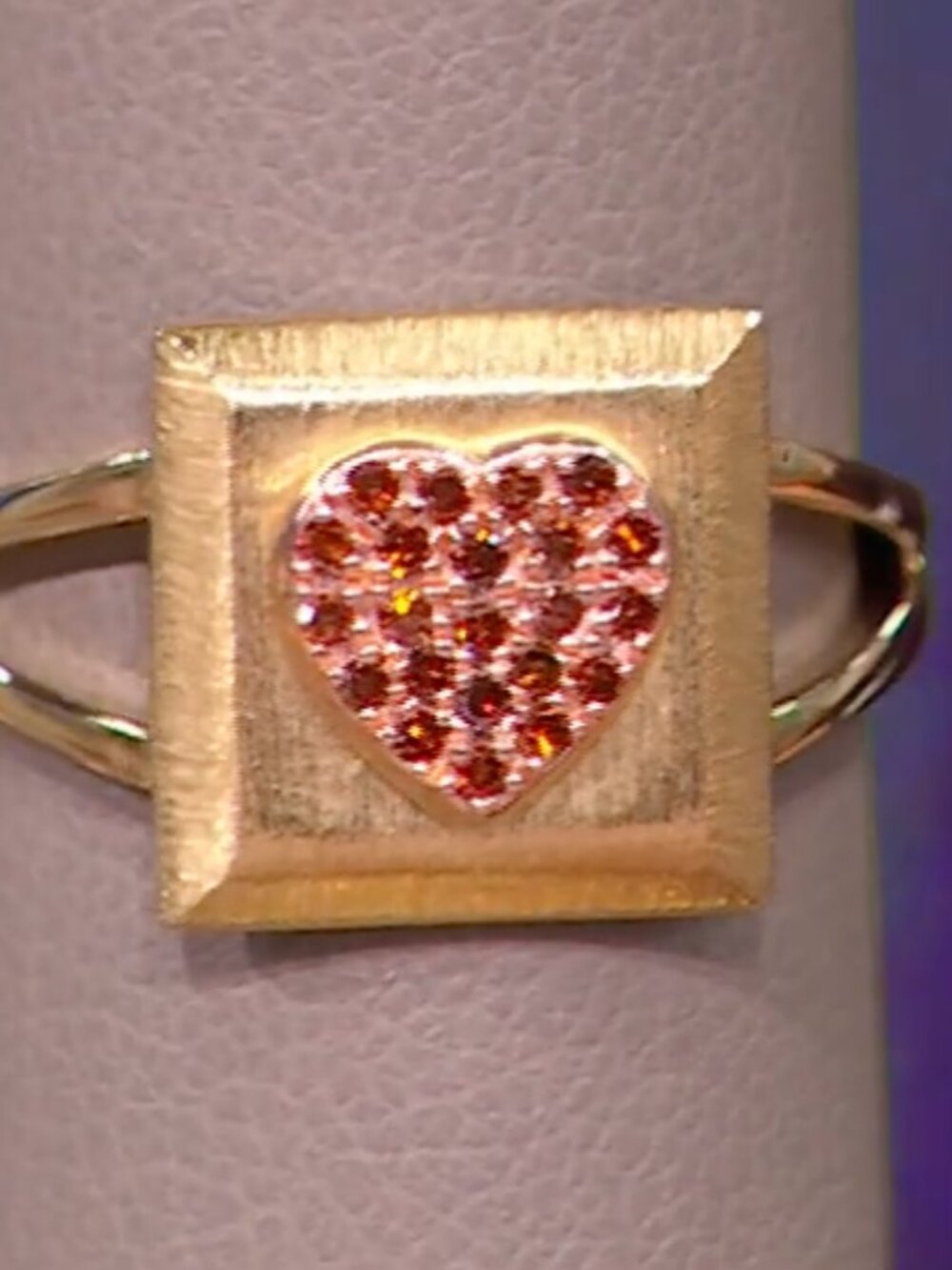 Rarities Carol Brodie Gold Plated Red Diamond Talisman Heart Ring 8 NWT